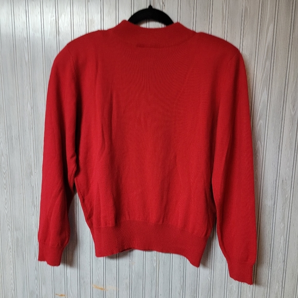 Collections Internationale Womens Red Lambswool Crew Neck Sweater - Picture 2 of 7